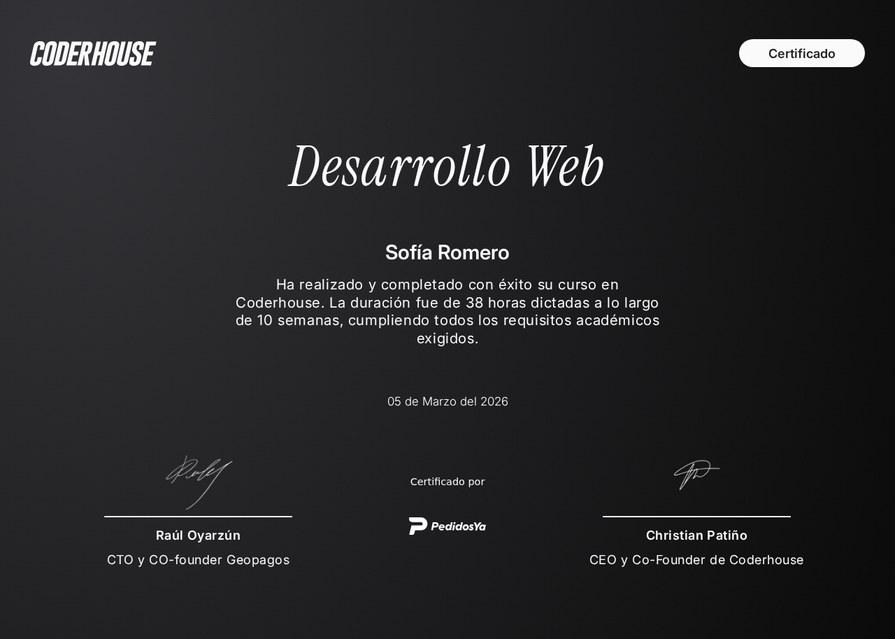 certificado desarrollo web