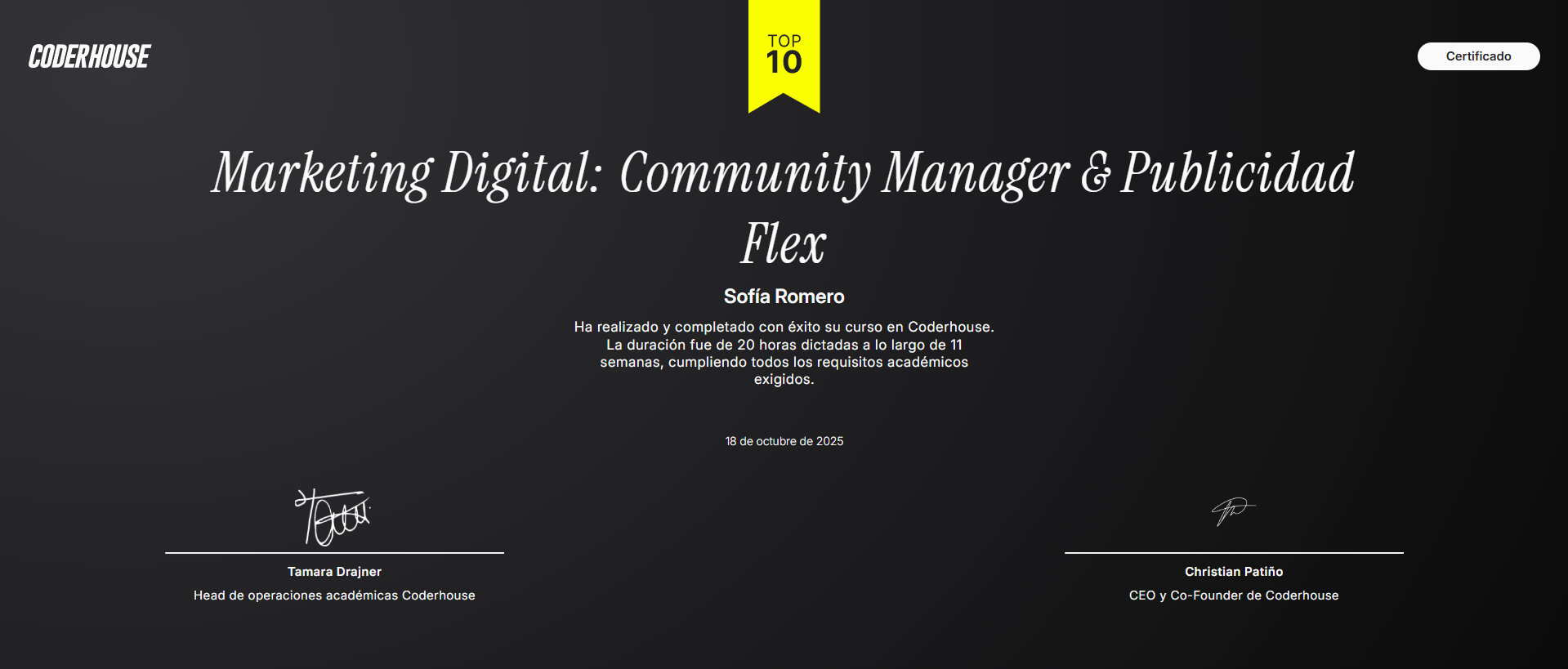 Certificado Community